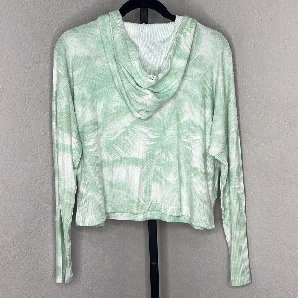 233 - Roxy NWT Green/White Hoodie Oversized Cropped Top, Size Small - Picture 5 of 7